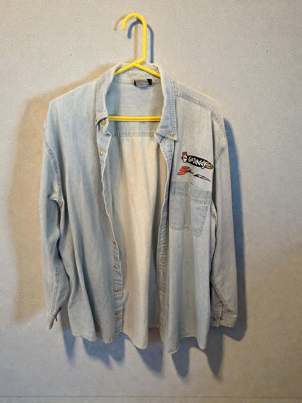 Vintage NASCAR GoDaddy #5 Mark Martin Denim Shirt